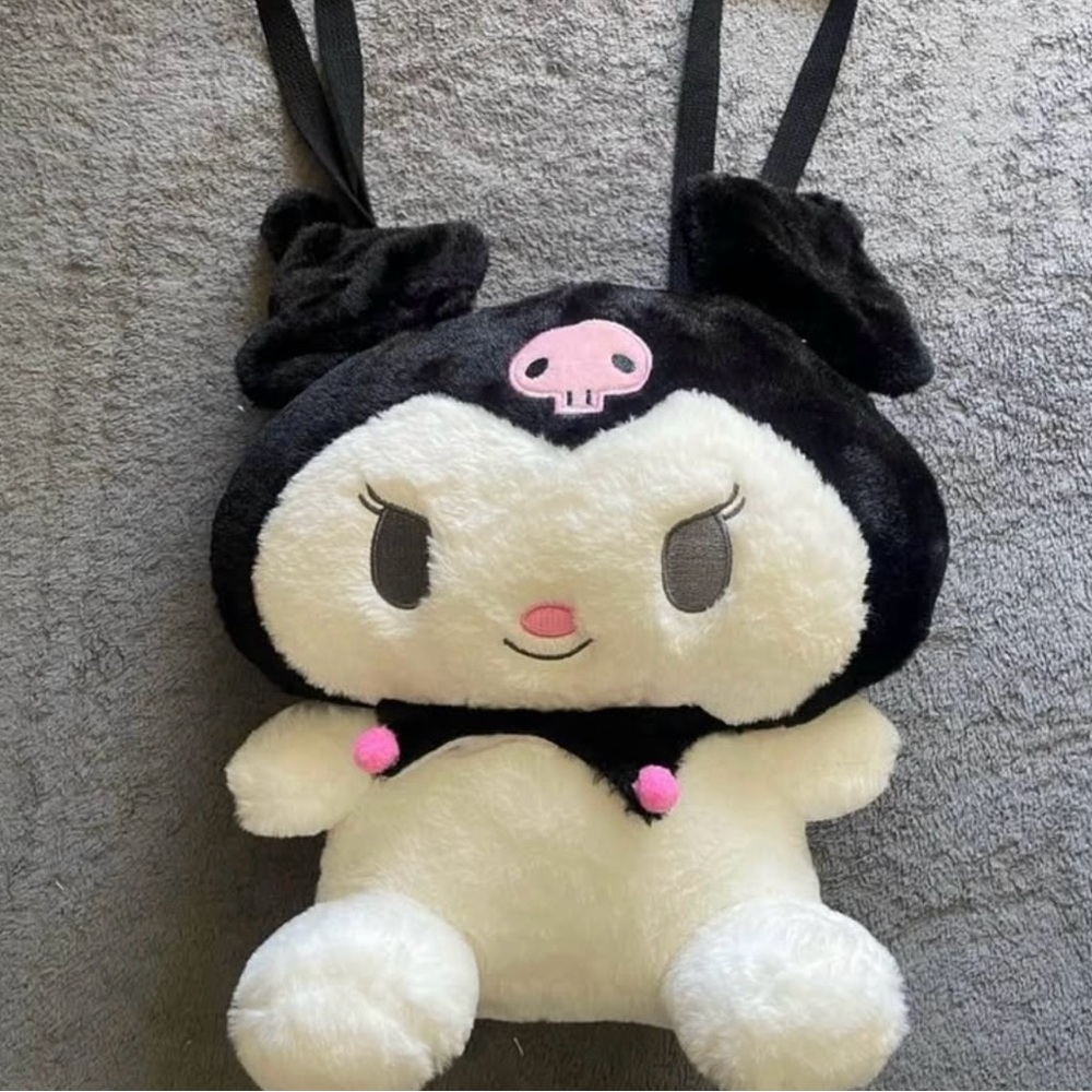 Plush Backpack for Kids - Black and White